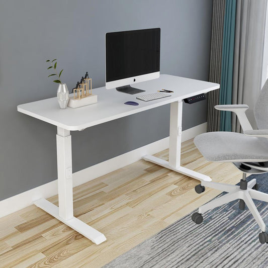 120cm Standing Desk Height Adjustable Sit White Stand Motorised Dual Motors Frame White  Top