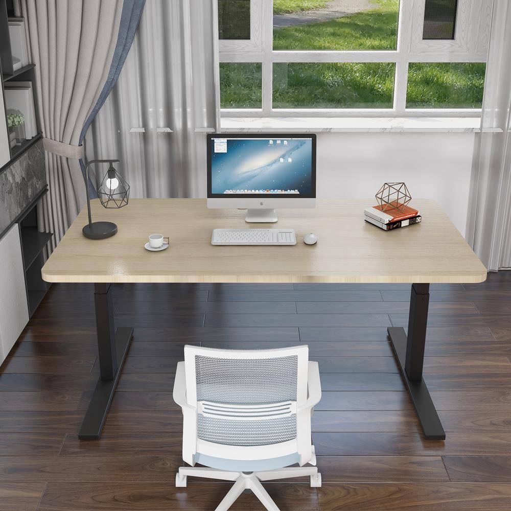 140cm Standing Desk Height Adjustable Sit Stand Motorised White Dual Motors Frame White Top