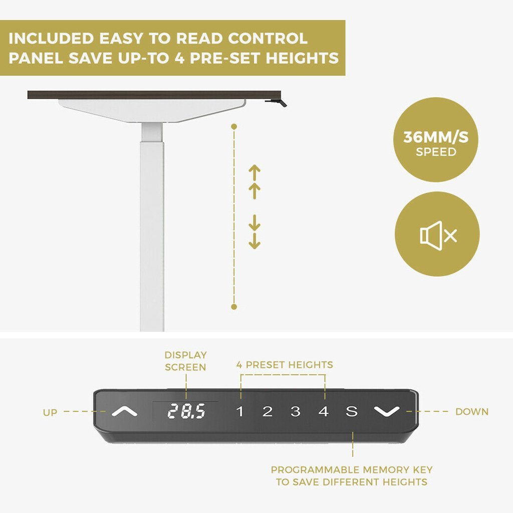 Standing Desk Height Adjustable Sit Stand Motorised Single Motor Frame White Only