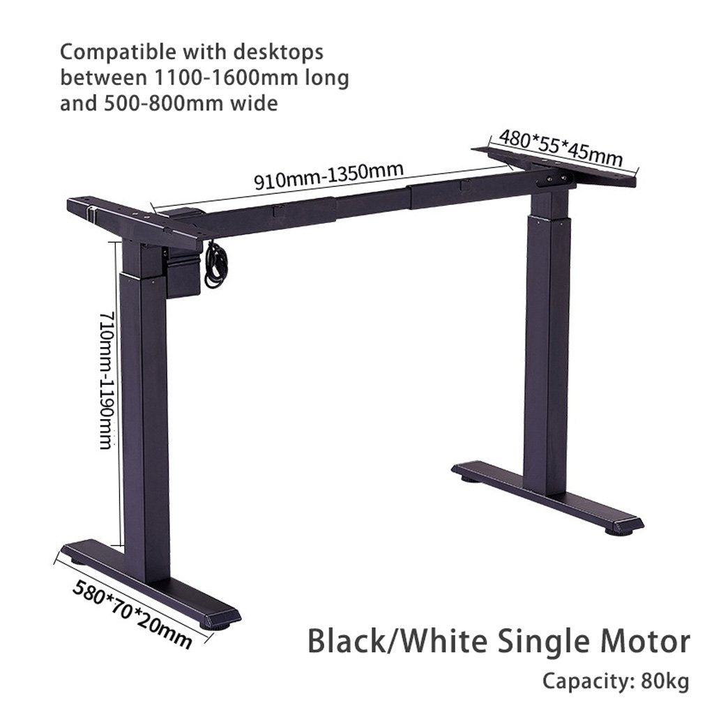 Standing Desk Height Adjustable Sit Stand Motorised Single Motor Frame Only Grey