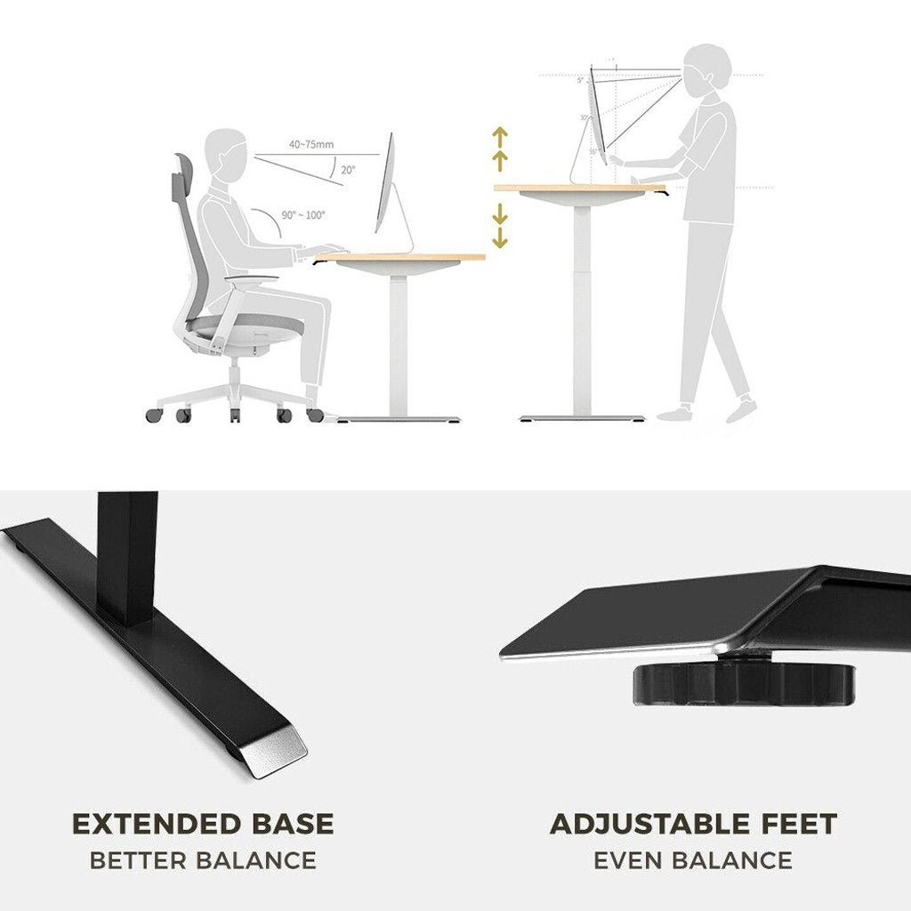 Standing Desk Height Adjustable Sit Stand Motorised Single Motor Frame Only White