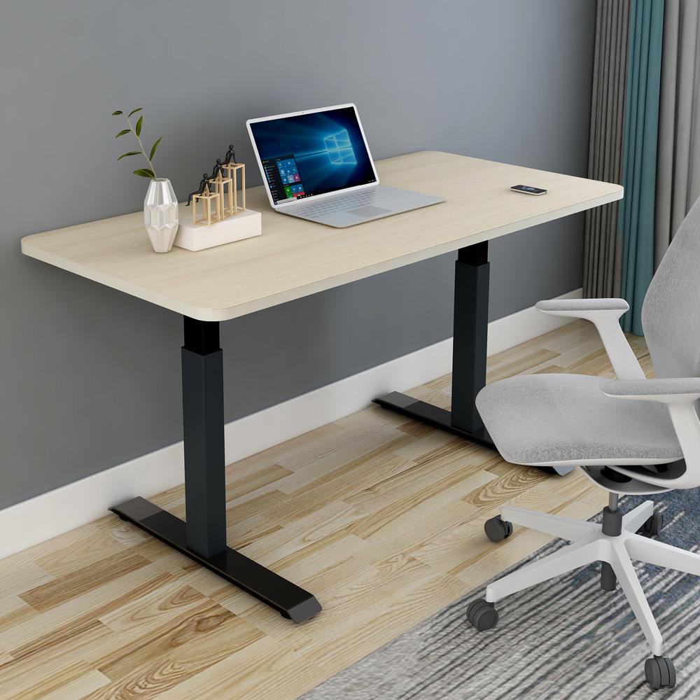 160cm Standing Desk Height Adjustable Sit Stand Motorised Black Single Motor Frame White Top