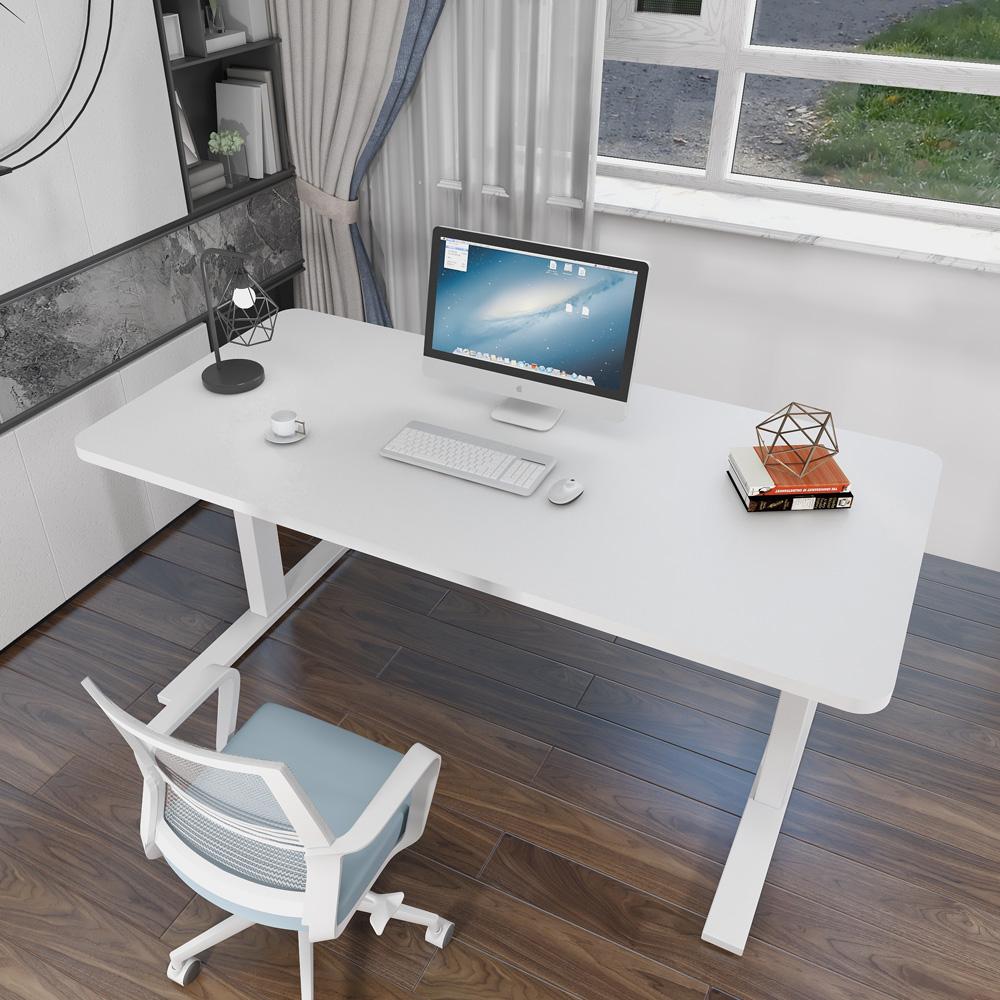 140cm Standing Desk Height Adjustable Sit Stand Motorised Grey Single Motor Frame White Top