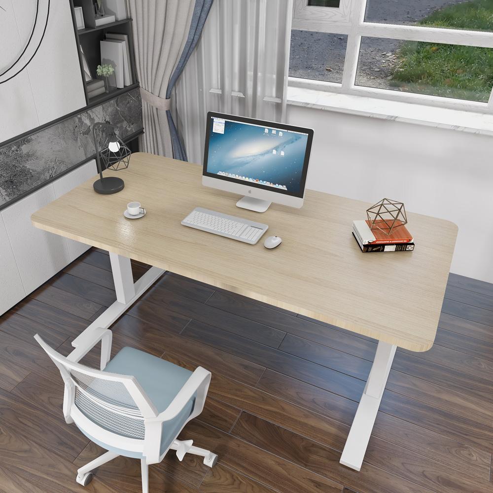 160cm Standing Desk Height Adjustable Sit Stand Motorised Grey Single Motor Frame White Top