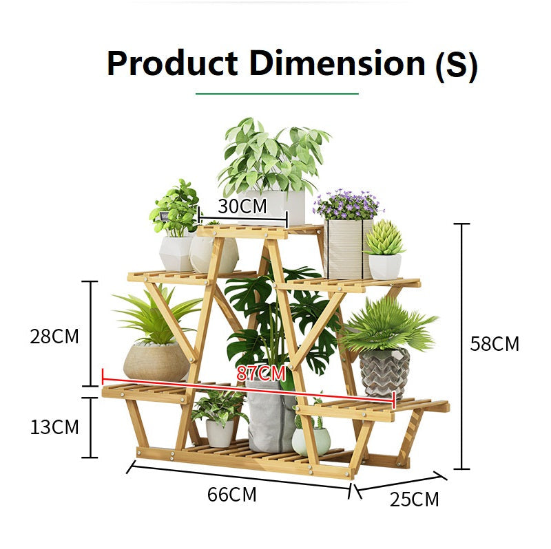 STAR Shape Bamboo Plant Stand Supplier Multi Tier Flower Rack for Indoor Outdoor Small