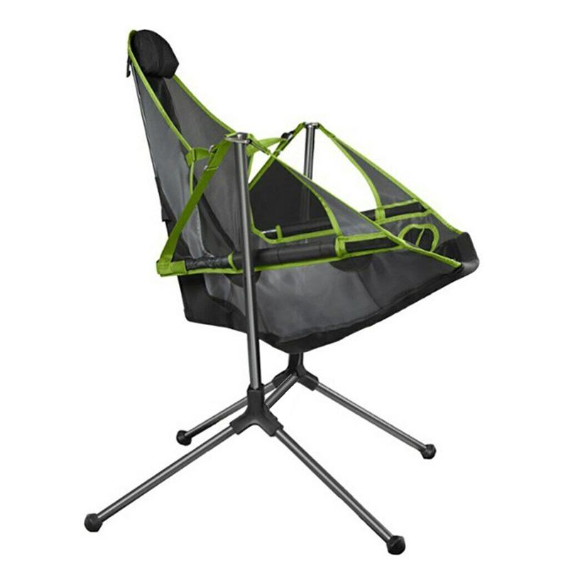 Camping Chair Foldable Swing Luxury Recliner Relaxation Swinging Comfort Lean Back Outdoor Folding Chair Outdoor Freestyle Portable Folding Rocking Chair Black