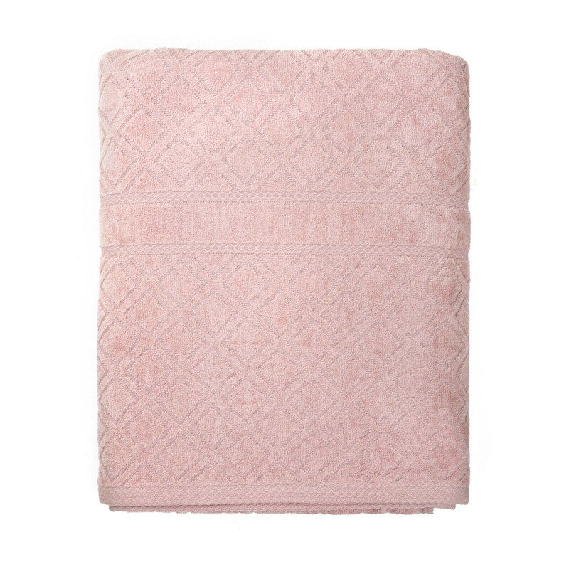 Premium Velour Diamond Design Jacquard Bath Towel (Pink)