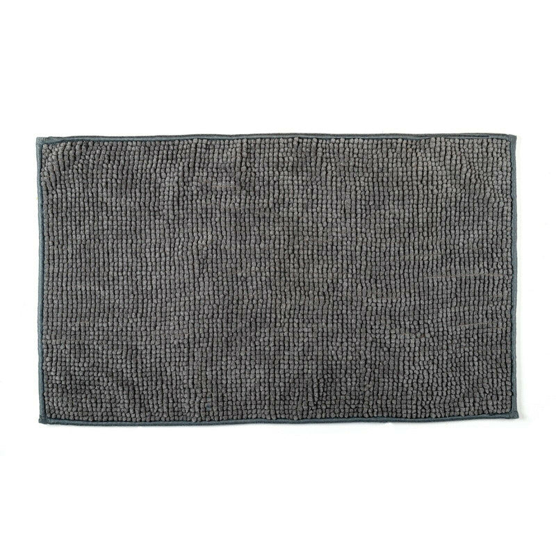 Microfiber Shower & Bathroom Bath Mat Non Slip Soft Pile Design (Dark Grey)