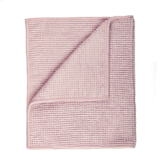 Microfiber Shower & Bathroom Bath Mat Non Slip Soft Pile Design (Pink)