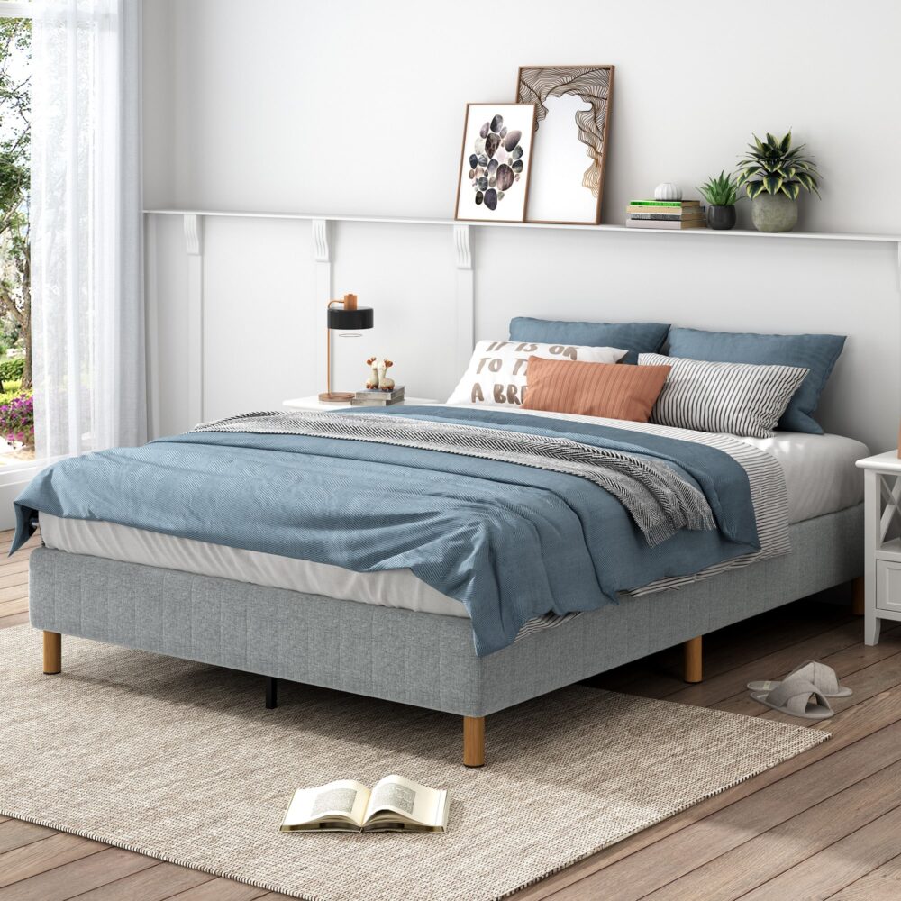 Metal Bedframe Mattress Foundation (Light Grey) – Double