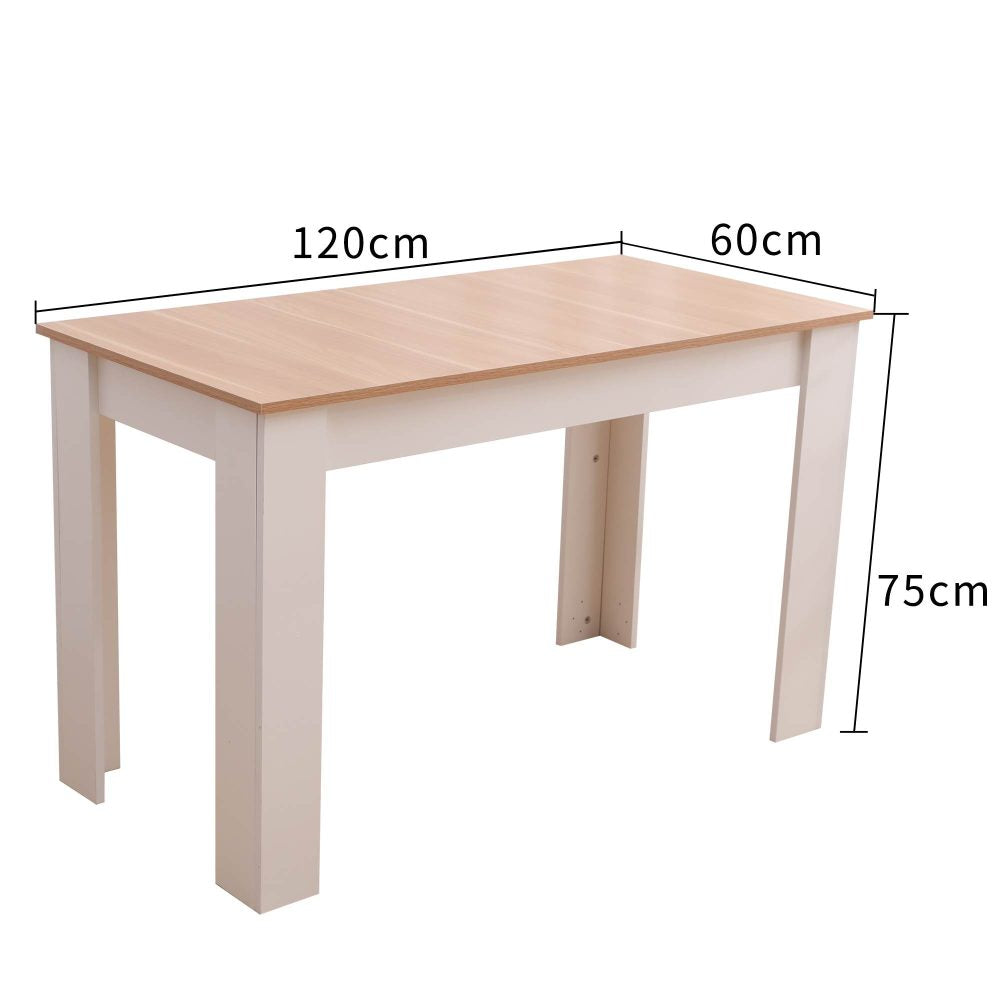 Dining Table Rectangular Wooden 120M-Wood&amp;White