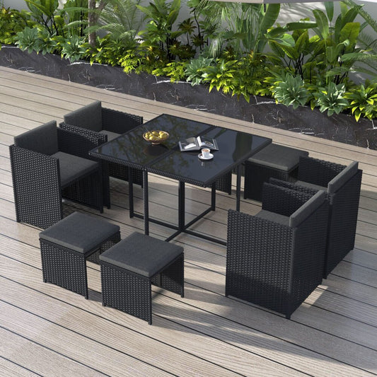 Horrocks 8 Seater Outdoor Dining Set-Black