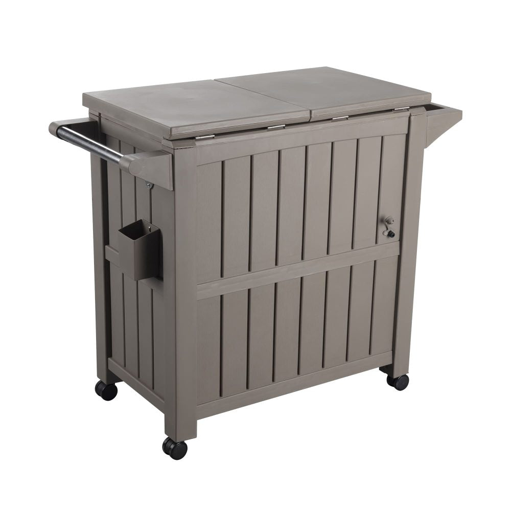 Garden Bar Serving Cart with Cooler (Taupe)