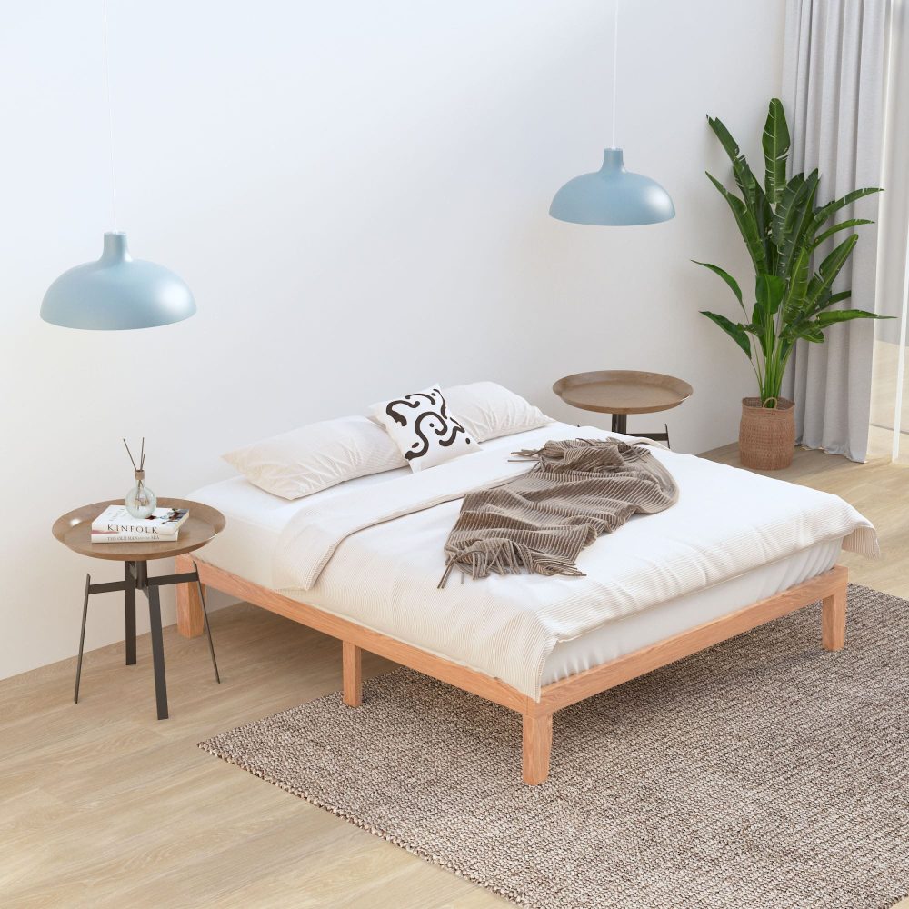 Warm Wooden Natural Bed Base Frame – King Single