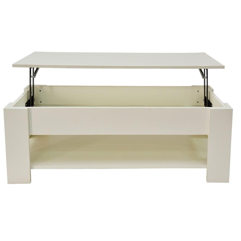 Lift Up Coffee Table with Storage-White