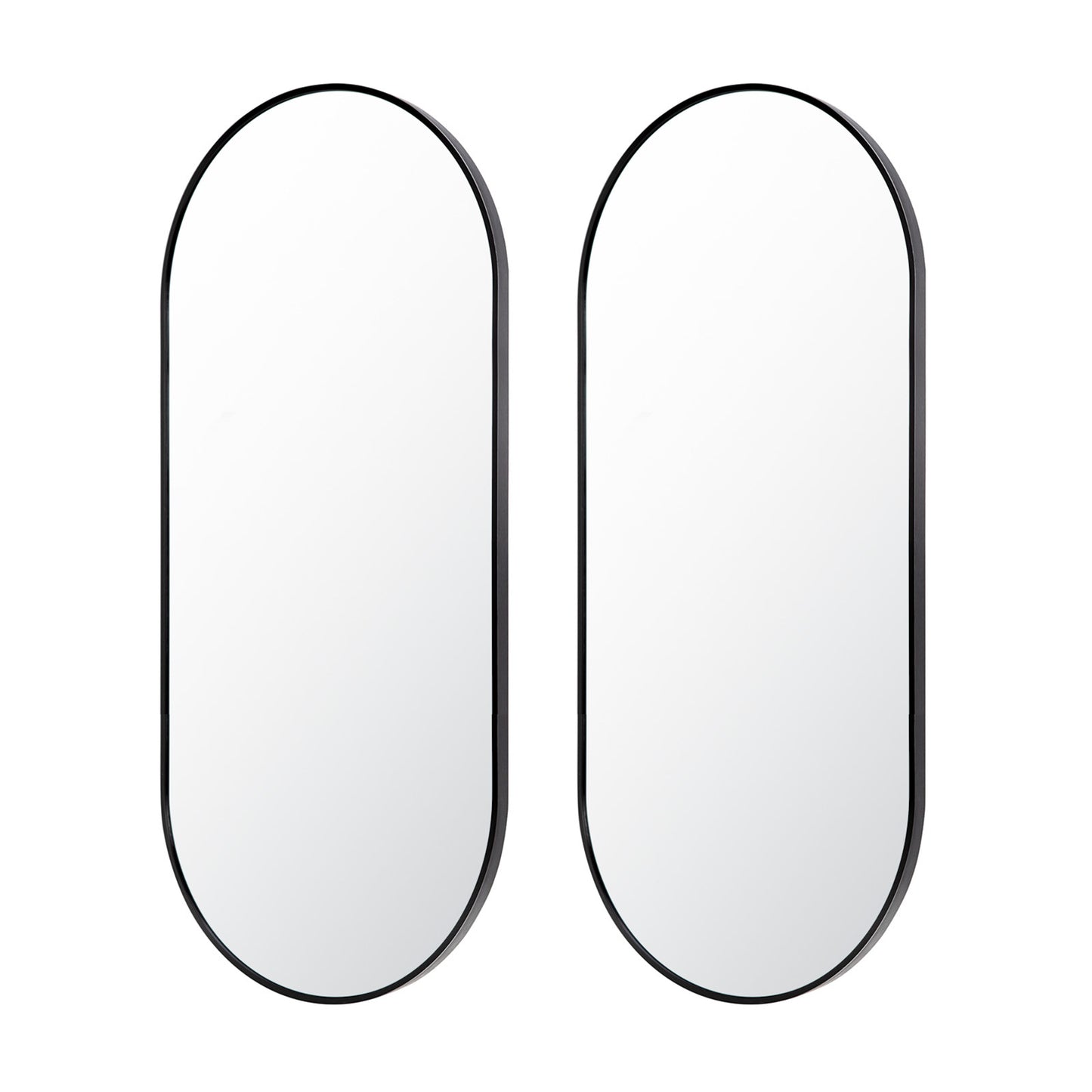 2 Set La Bella Black Wall Mirror Oval Aluminum Frame Makeup Decor Bathroom Vanity 45x100cm