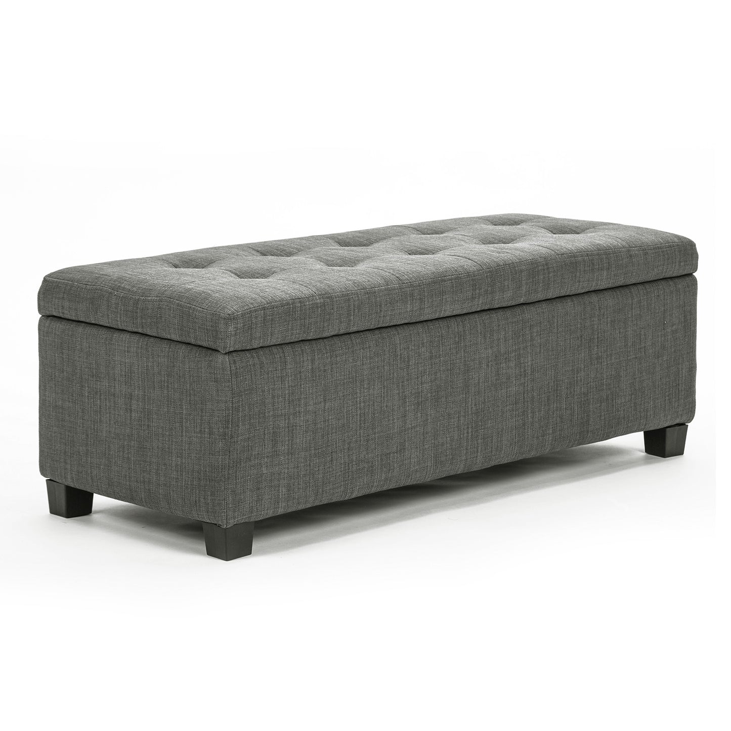 La Bella 102cm Dark Grey Storage Ottoman Stool Fabric