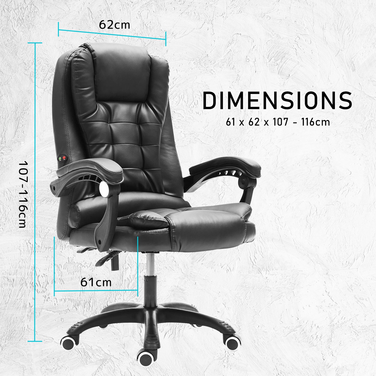 La Bella Black Massage Vibration Ergonomic Executive Office Chair