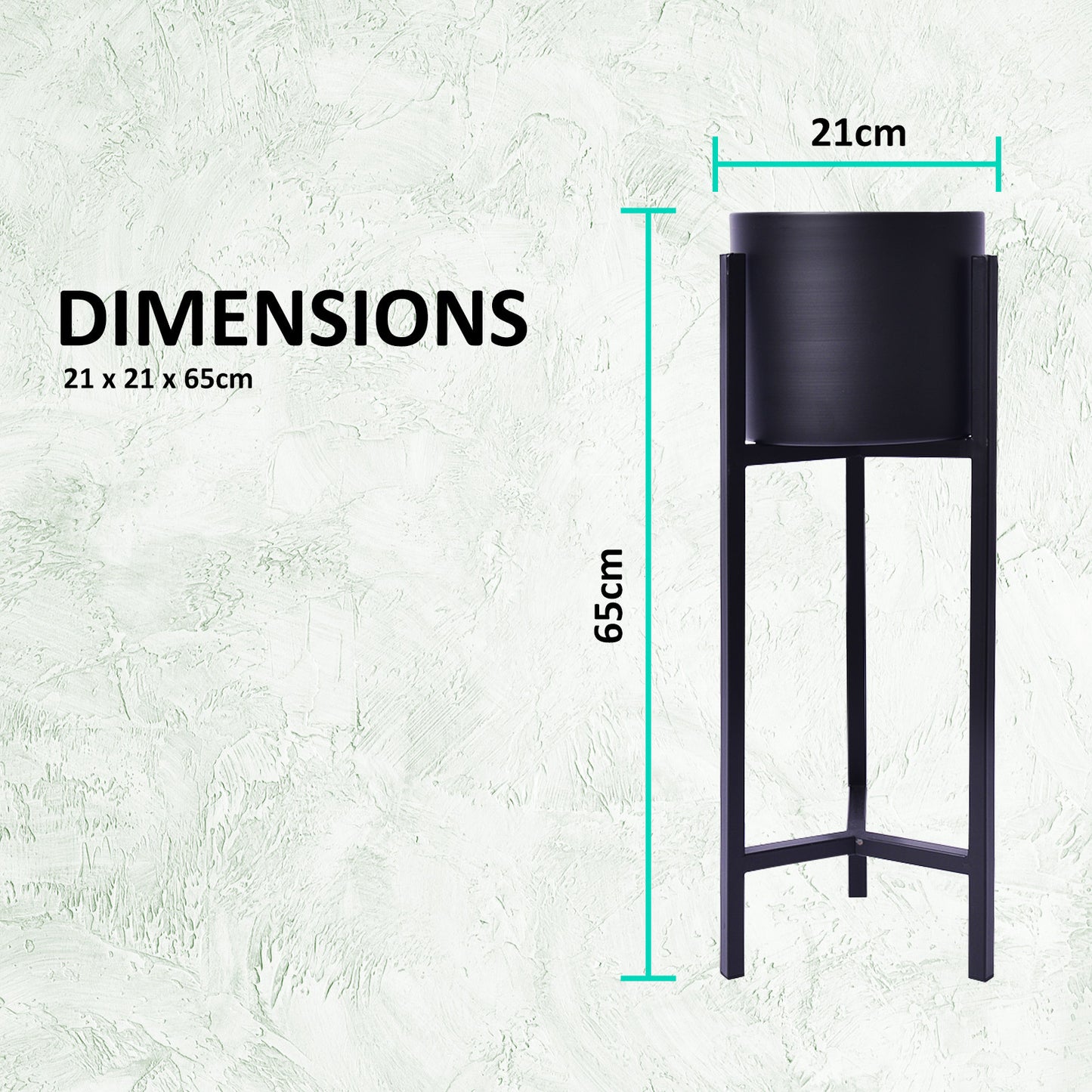 La Bella 65cm Black Plant Stand Planter Shelf Rack 1 Tier Steel