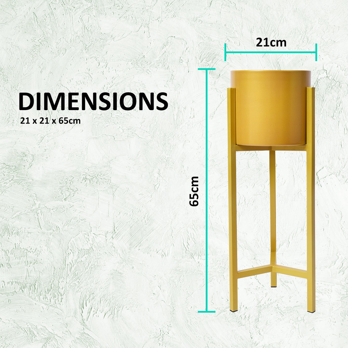 La Bella 65cm Gold Plant Stand Planter Shelf Rack 1 Tier Steel