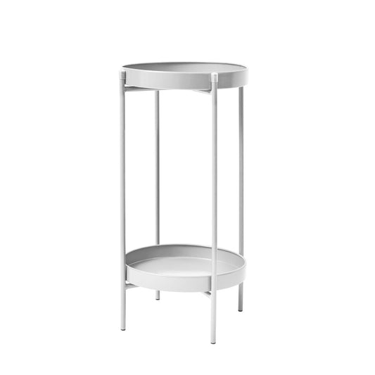 La Bella 50cm White Plant Stand Planter Shelf Rack 2 Tier Steel