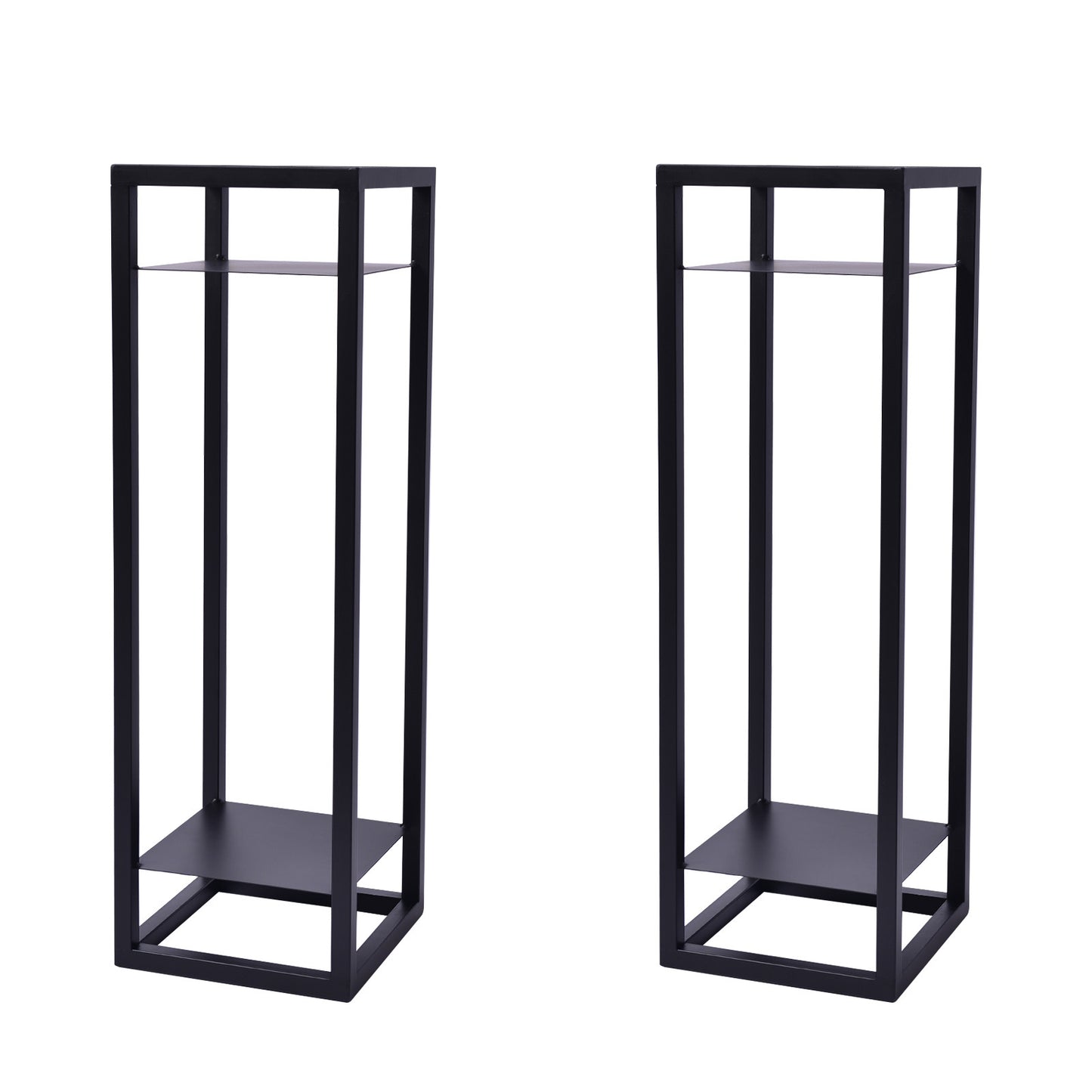 La Bella 2 Set 82cm Black Plant Stand Planter Shelf Rack 2 Tier Steel