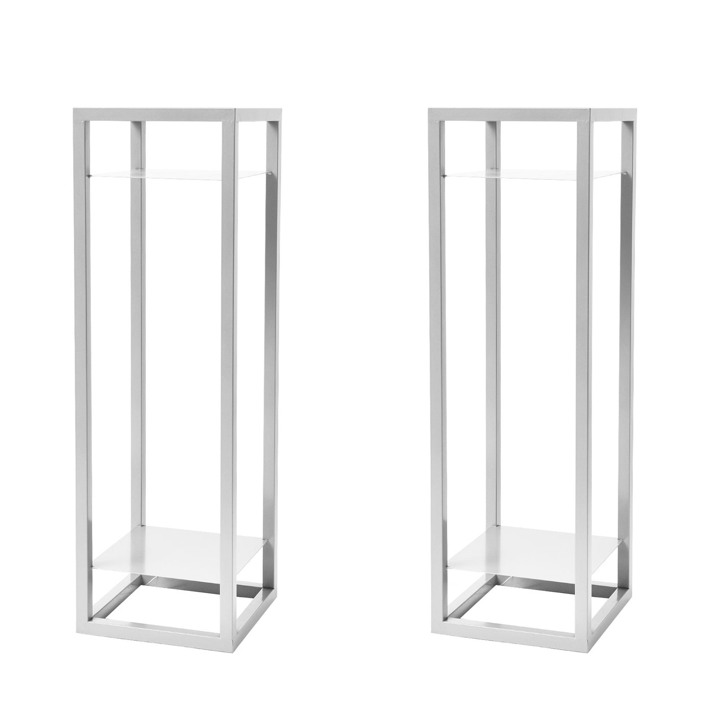 La Bella 2 Set 82cm White Plant Stand Planter Shelf Rack 2 Tier Steel