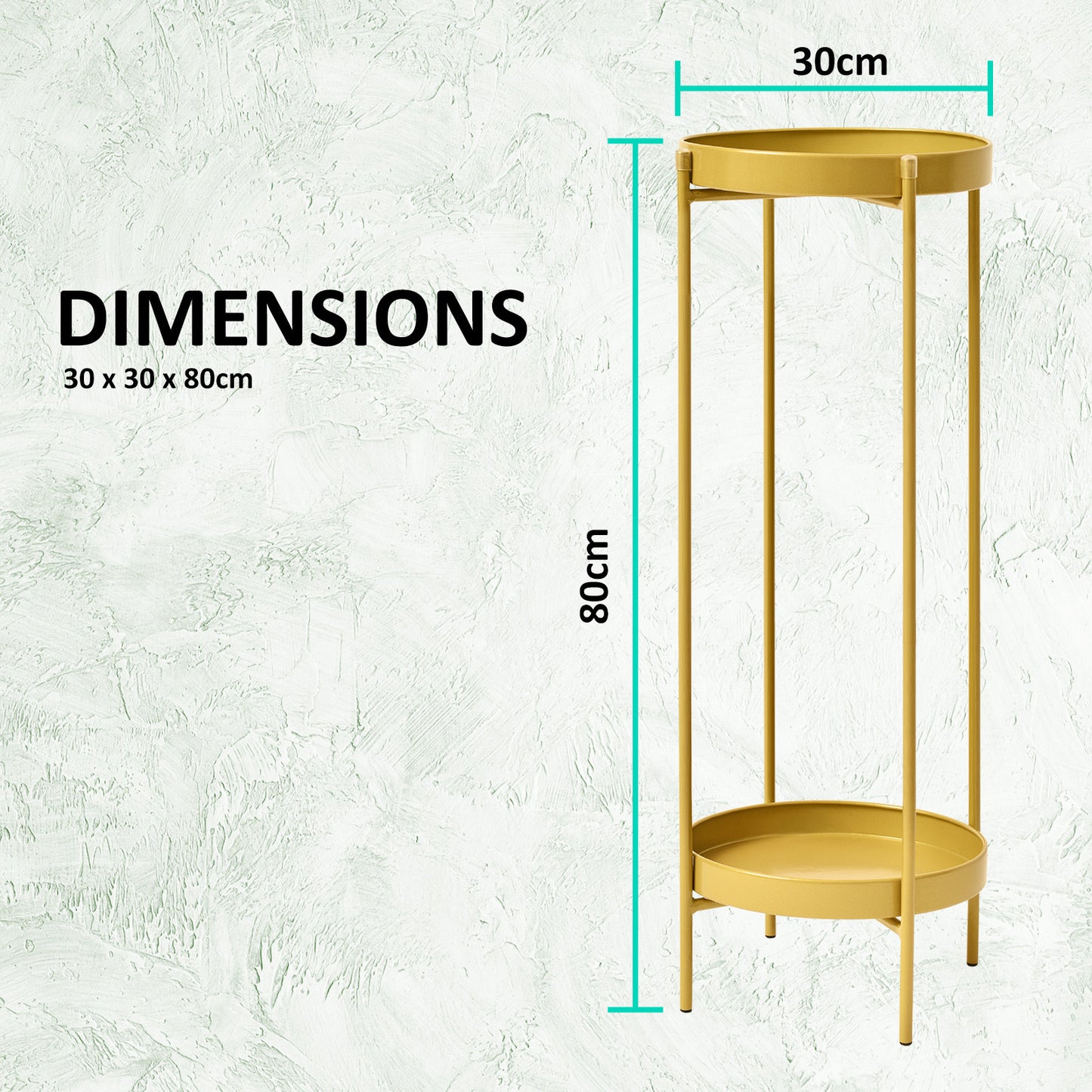 La Bella 2 Set 80cm Gold Plant Stand Planter Shelf Rack 2 Tier Steel