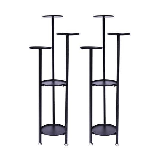 La Bella 2 Set 100cm Black Plant Stand Planter Shelf Rack 5 Tier Steel