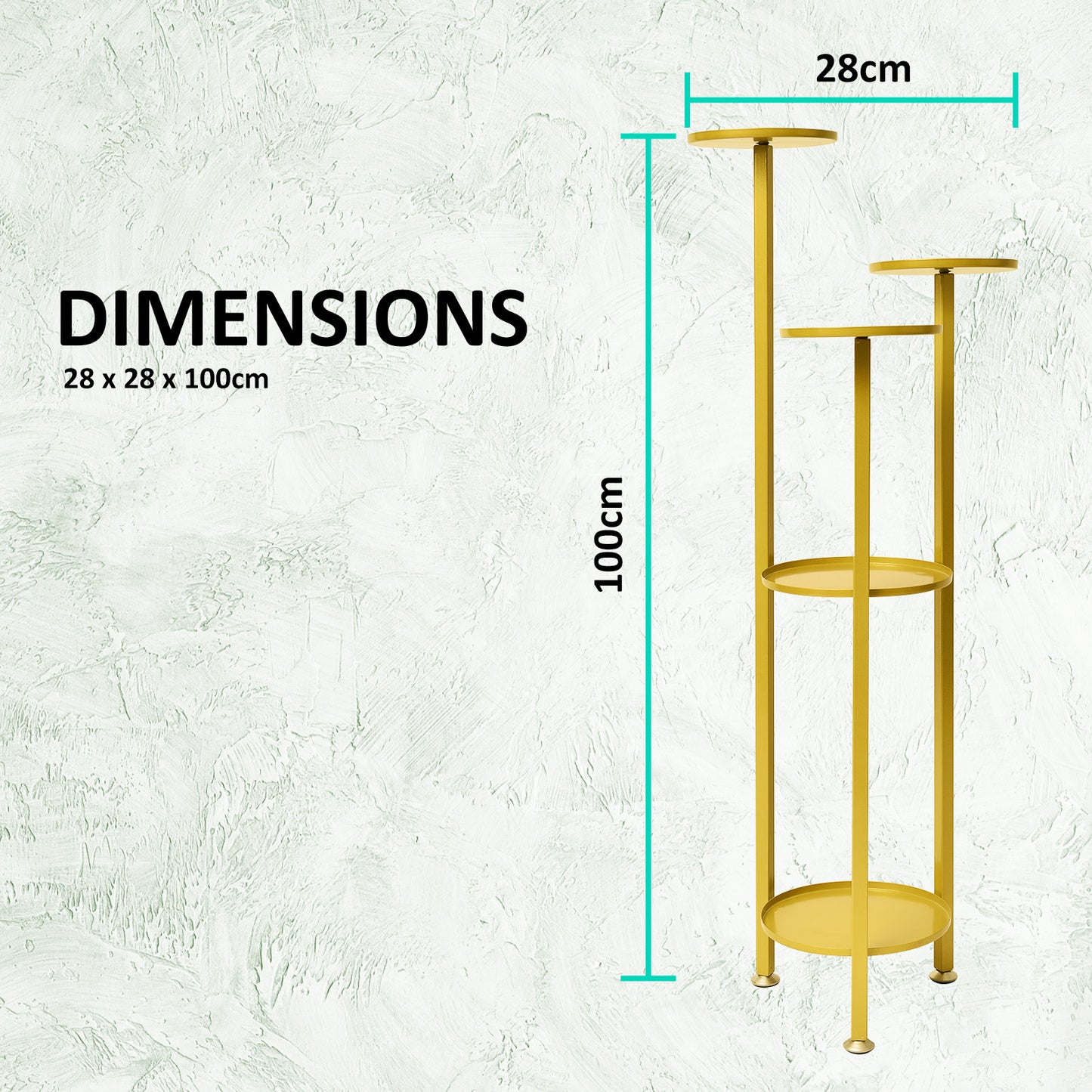 La Bella 100cm Gold Plant Stand Planter Shelf Rack 5 Tier Steel