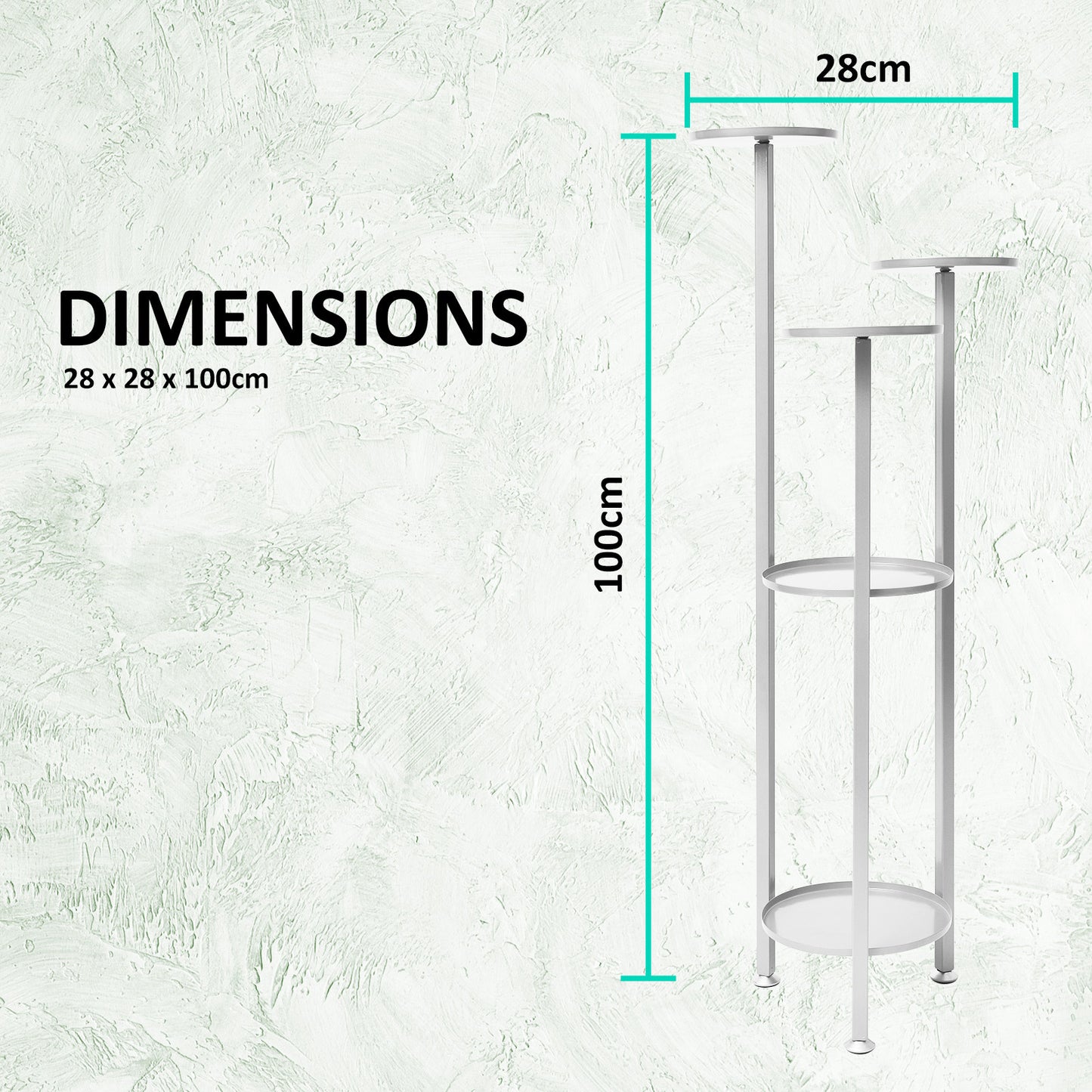 La Bella 100cm White Plant Stand Planter Shelf Rack 5 Tier Steel