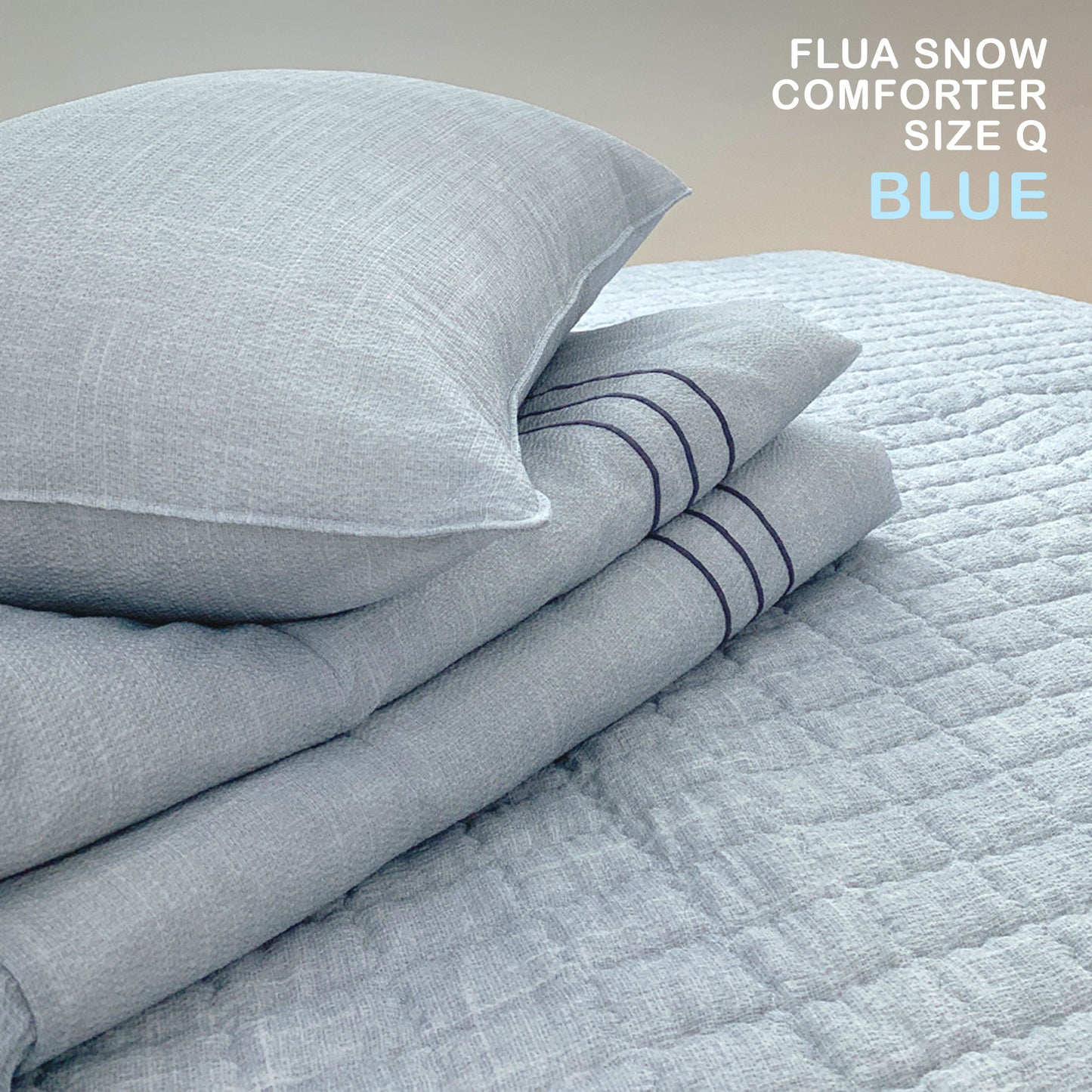 Saesom Double Blue Flua Snow Comforter Set Cool Lightweight Quilt Bedspread Bedding Coverlet