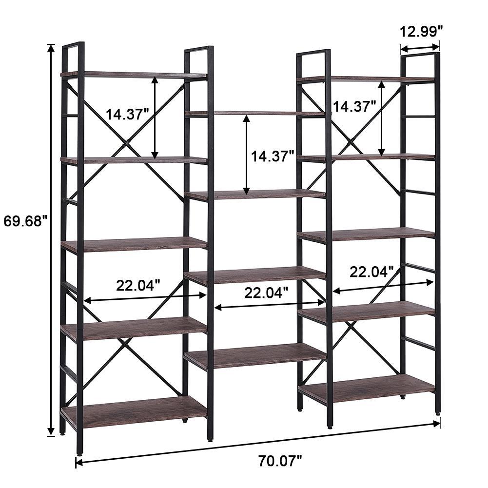 YES4HOMES Industrial Vintage Shelf Bookshelf, Wood and Metal Bookcase Furniture for Home & Office