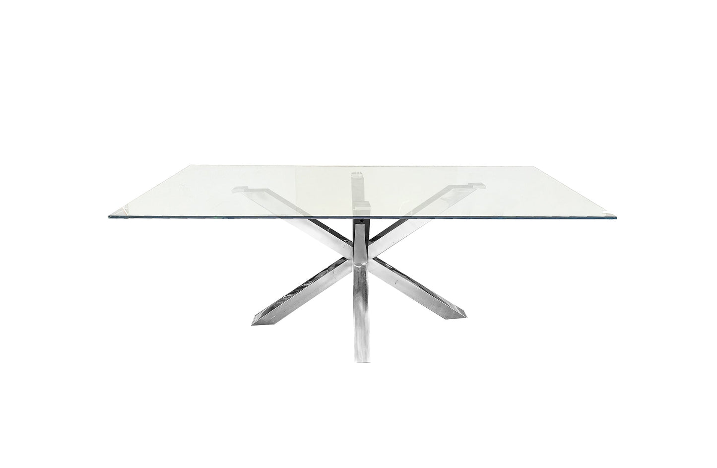 Miles Silver With Clear Glass Dining Table - 90cm x 180cm