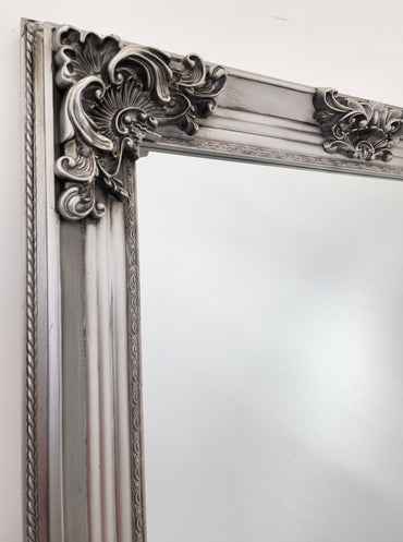 Deluxe French Provincial Ornate Mirror - Antique Silver - 80cm x 170cm