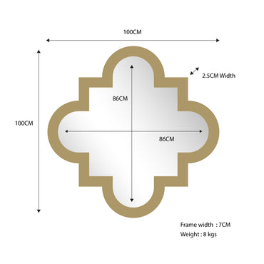 Quatrefoil Style Mirror -  Gold  100cm x 100cm