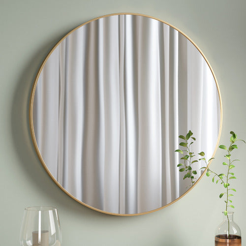 Metal Round Mirror 100cm - Gold