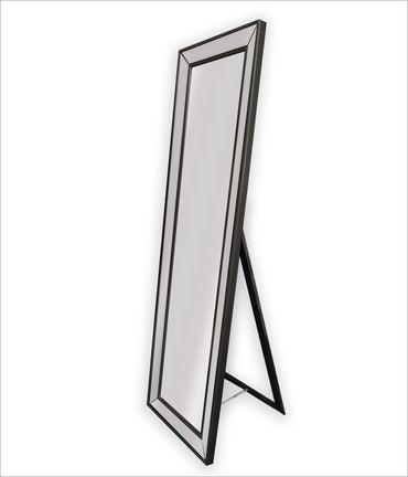 Black Beaded Framed Mirror - Free Standing 50cm x 170cm