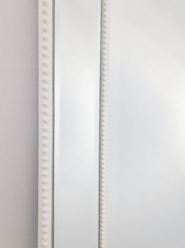 White Beaded Framed Mirror - Free Standing 50cm x 170cm