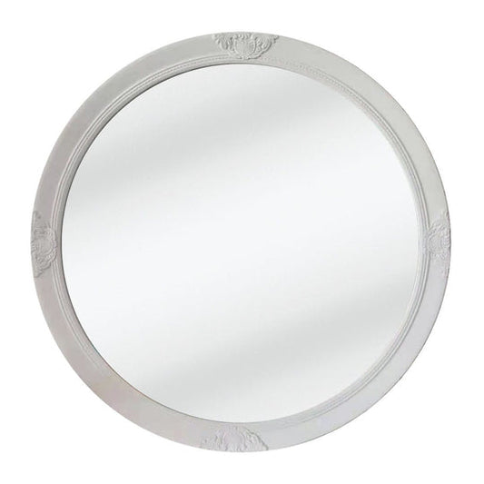 French Provincial Ornate Round Mirror - White