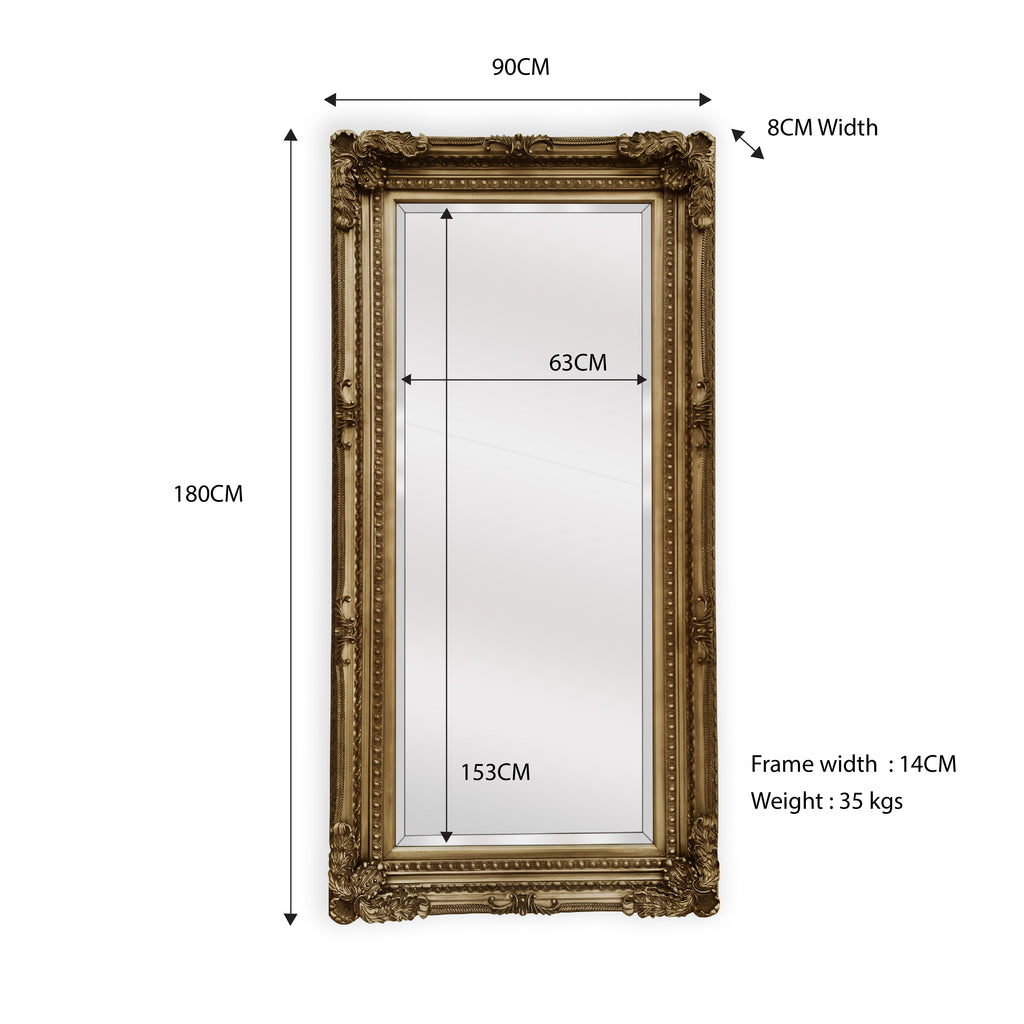 LUX French Provincial Ornate Mirror - Antique Champagne