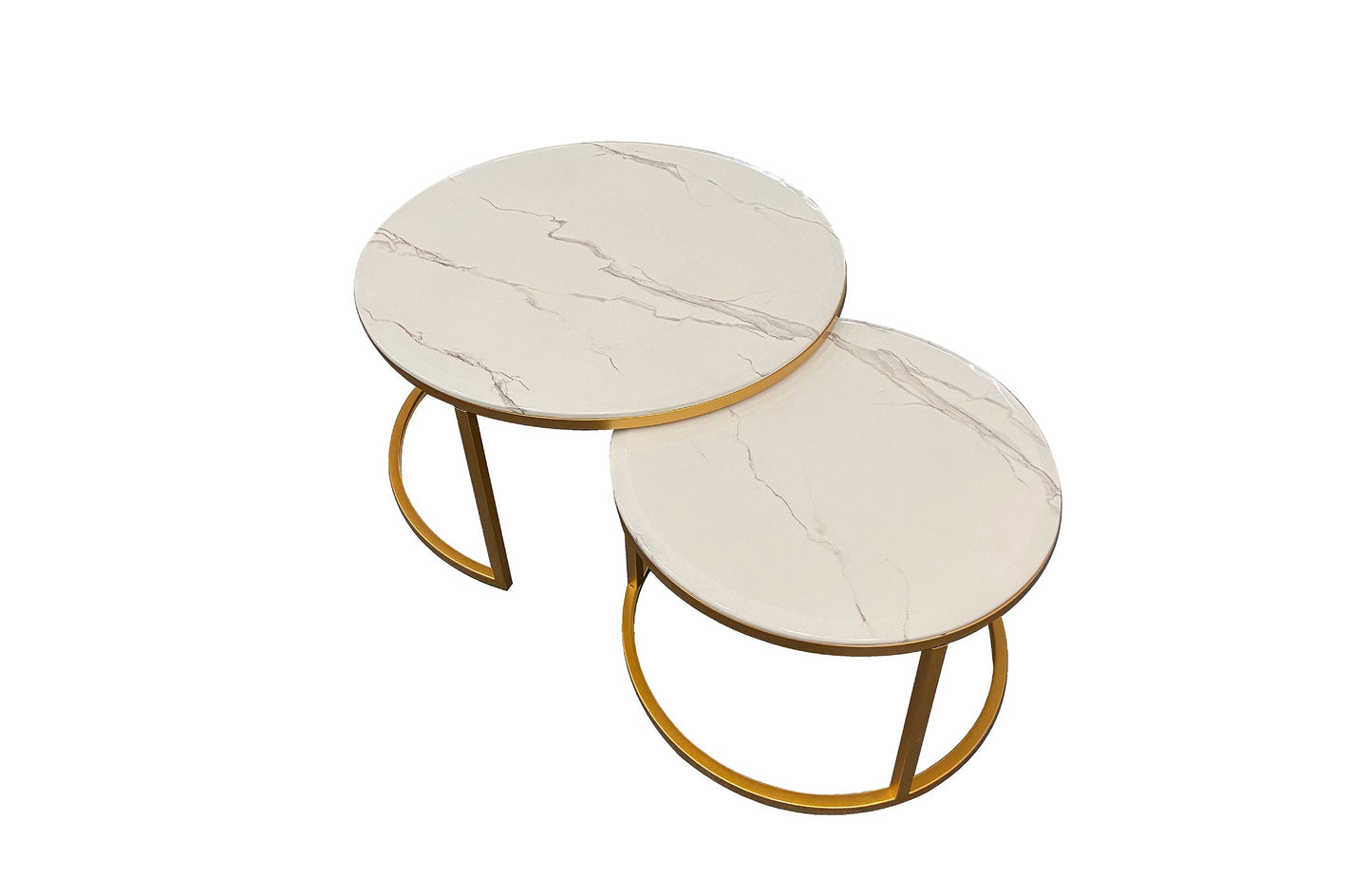 Nesting style Coffee Table - White on Champagne Gold - 60cm/40cm