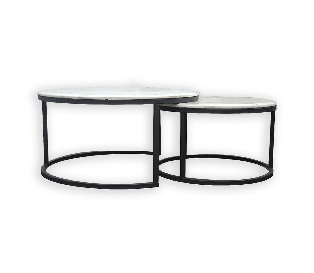 Nesting Style Coffee Table - White on Black - 80cm/60cm