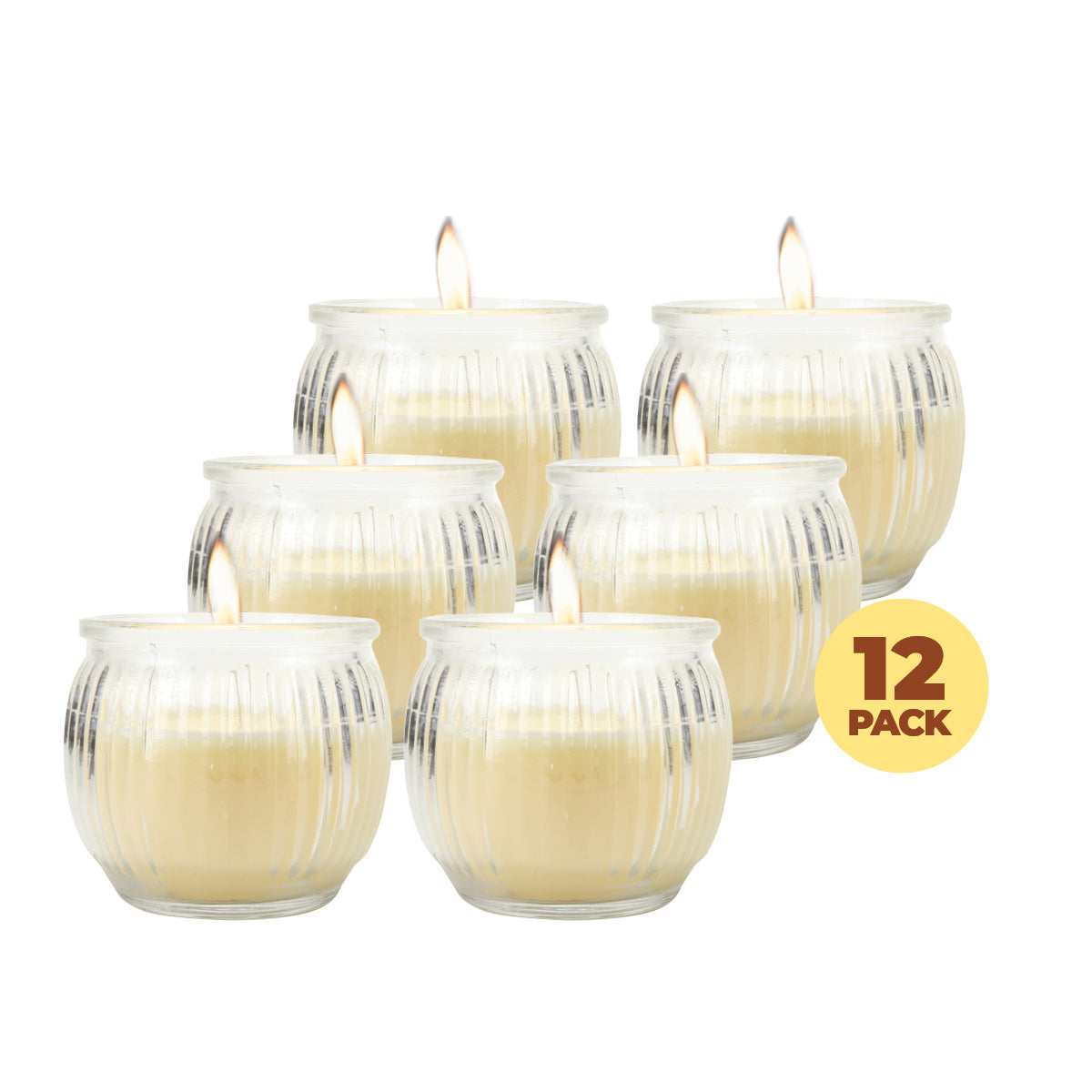 Perfect Scent 12PCE French Vanilla Scented Fragrant Candle Glass Holder 6.5cm