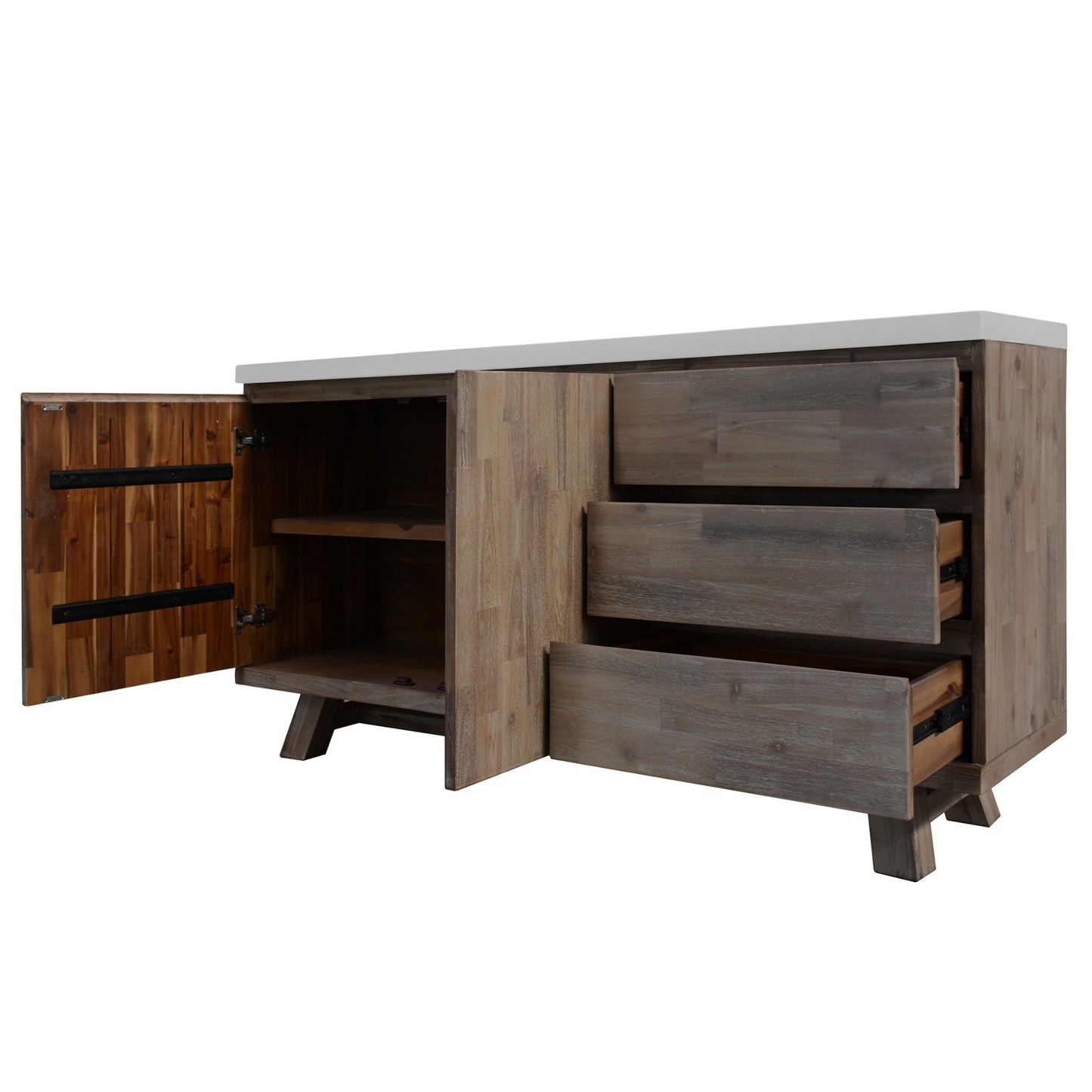 Stony 160cm Acacia Timber Buffet with Concrete Top - Grey