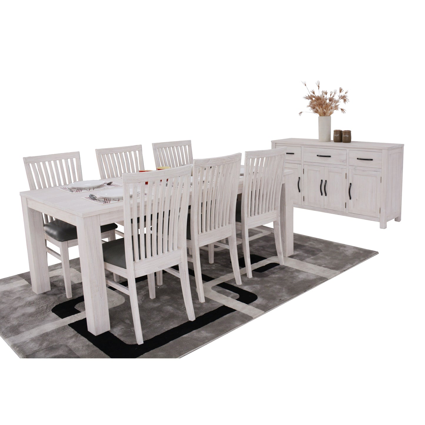 Foxglove Dining Table 150cm Solid Mt Ash Wood Home Dinner Furniture - White