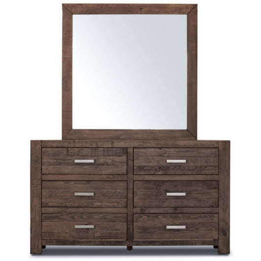 Catmint Dresser Mirror 6 Chest of Drawers Tallboy Storage Cabinet - Grey Stone