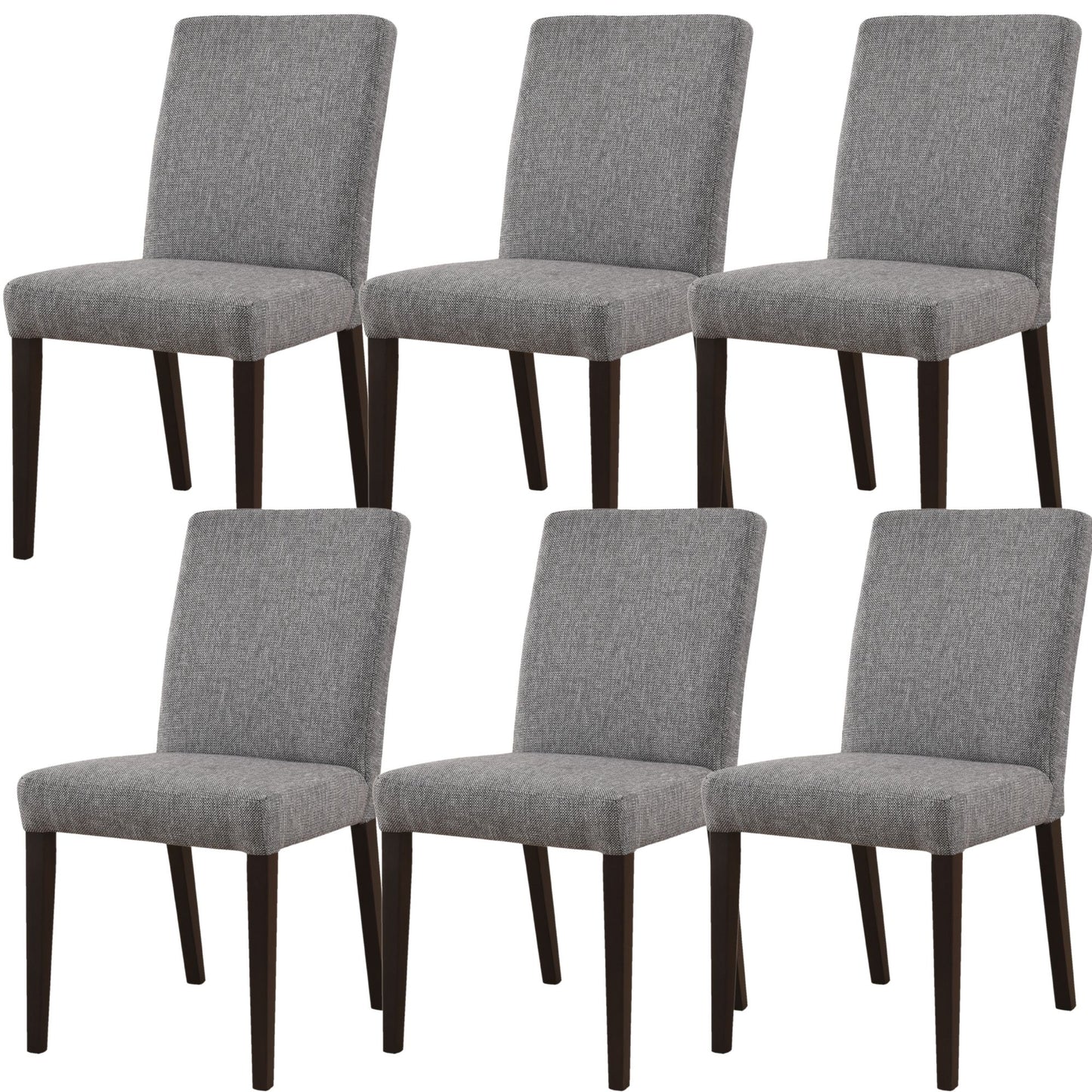 Catmint Dining Chair Set of 6 Fabric Upholstered Solid Acacia Wood - Granite