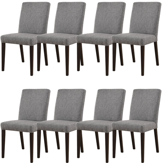 Catmint Dining Chair Set of 8 Fabric Upholstered Solid Acacia Wood - Granite