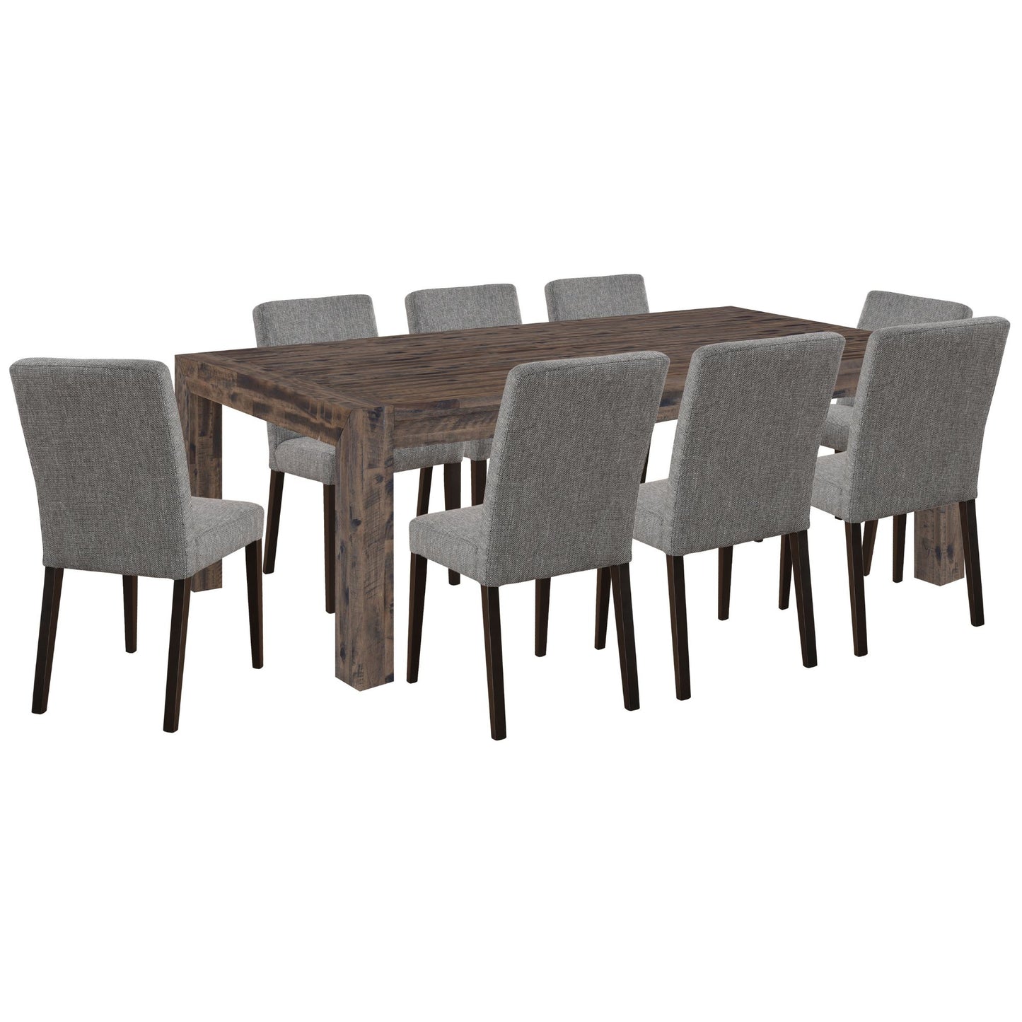 Catmint 9pc Dining Set 210cm Table with 8 Solid Wood Fabric Chair